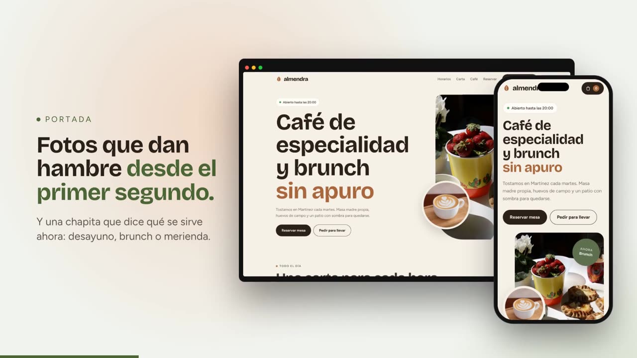 Página web de Almendra, café de especialidad y brunch