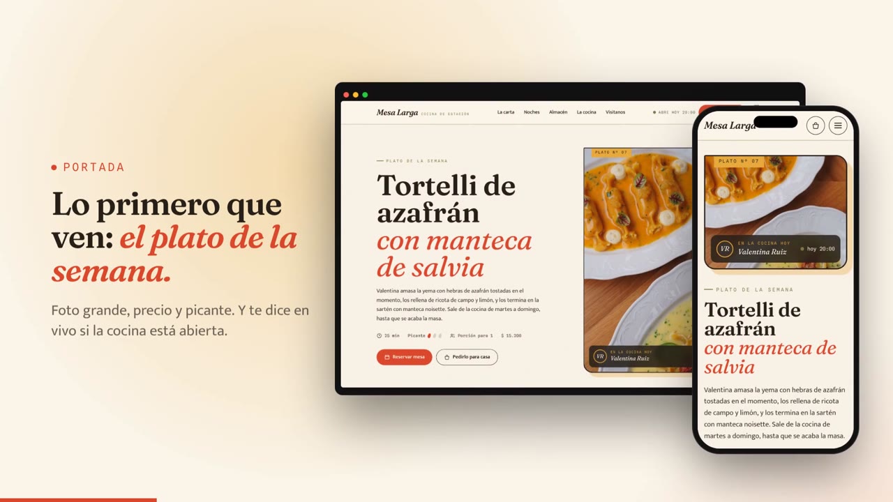 Página web de Mesa Larga, restaurante de cocina de estación