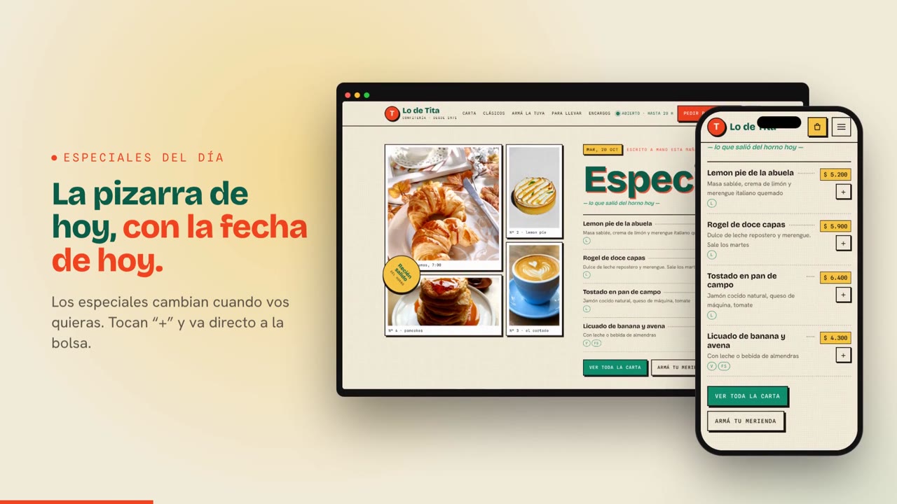 Página web de Lo de Tita, confitería y meriendas